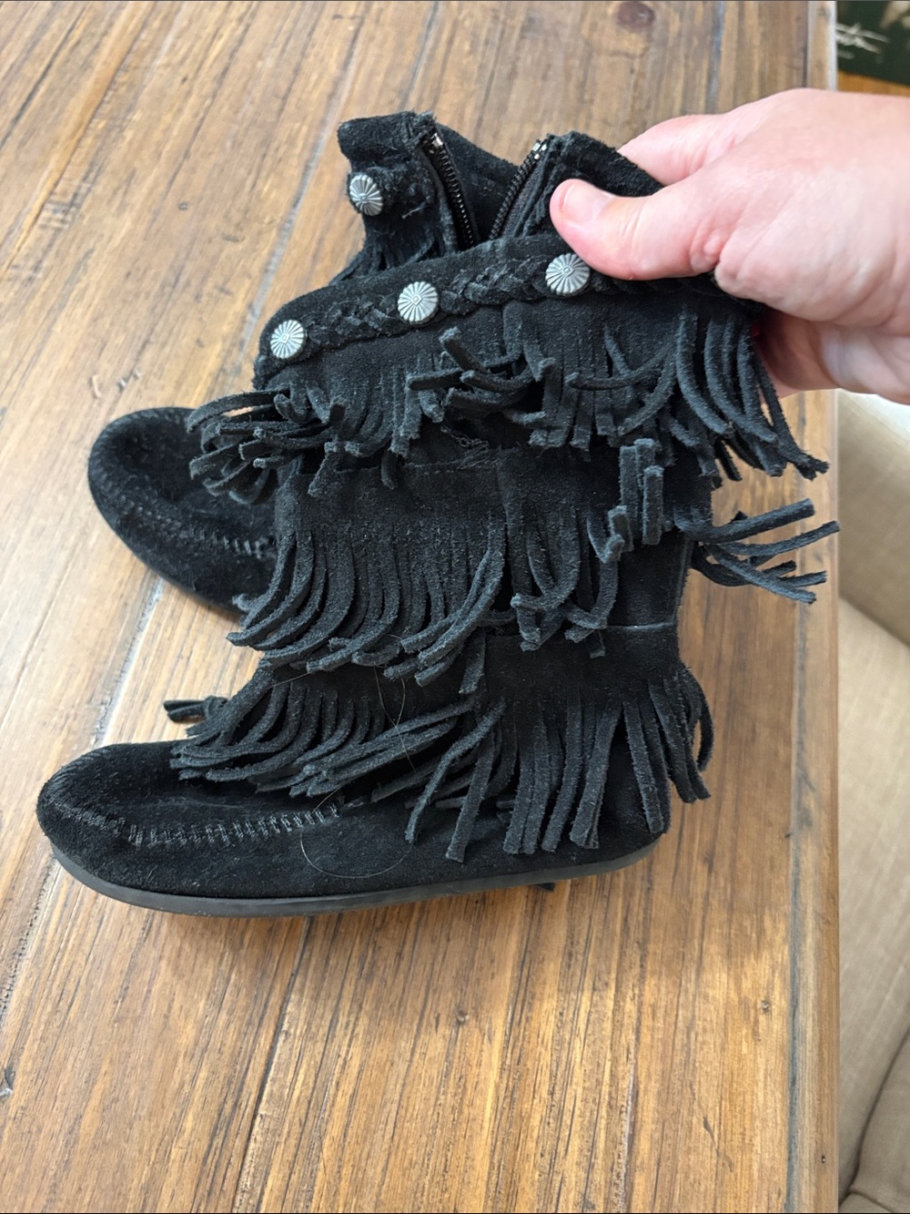 Minnetonka Black Suede Fringe boots